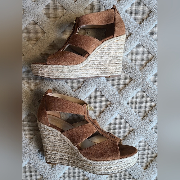 Michael Kors Shoes - Michael Kors Tan Wedge Sandals